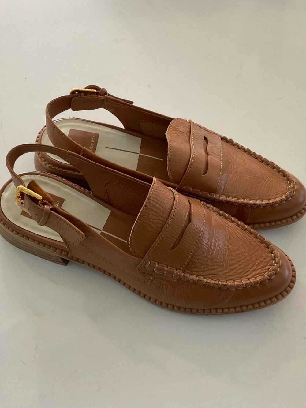 DOLCE VITA Hardi Tailored Slingback Loafers in Brown Crinkle Patent Size 9 - Picture 5 of 8